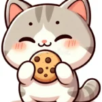 cat holding cookie korean cute cartoon style